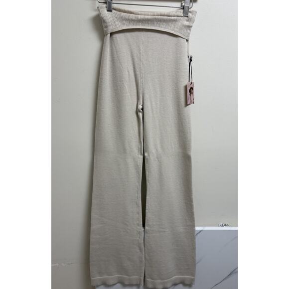 Sincerely Jules Knit Cardigan Flare Pants Set Womens Medium Cream Ribbed - Picture 9 of 11
